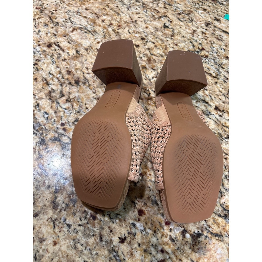 Baretraps Posture Plus+ Tan Woven Block Heel Square Toe Slide Sandals Womens - Picture 6 of 8